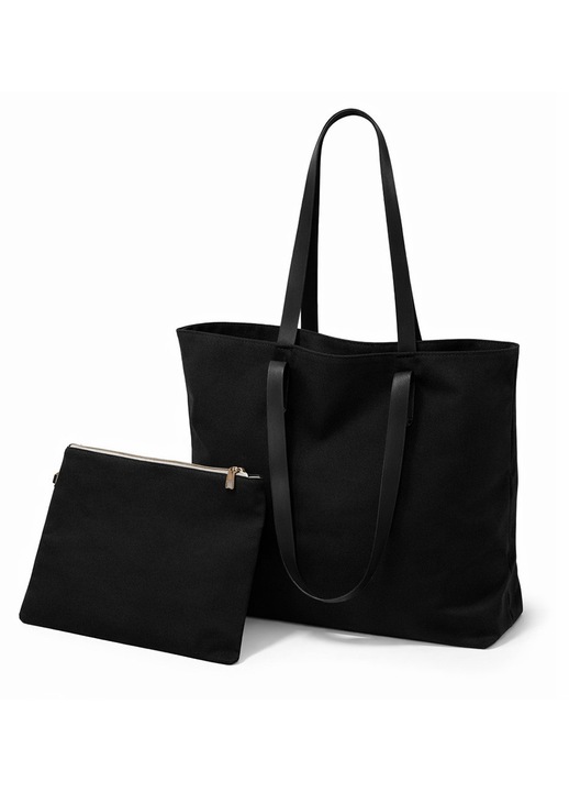 JUP Canvas Shopper női táska szett *16224327, 2 az 1-ben, Táska és kistáska, Mágneses záródás, 45 x 33 cm, Fekete