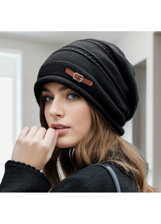 HERUSI unisex kötött sapka, állítható, texturált modell, meleg, téli
