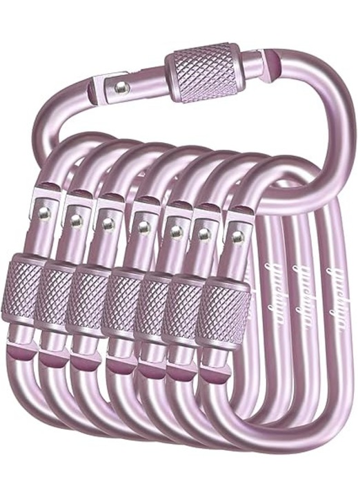 HERUSI kulcstartó szett, 8 darabos, D karabiner, mini, fekete