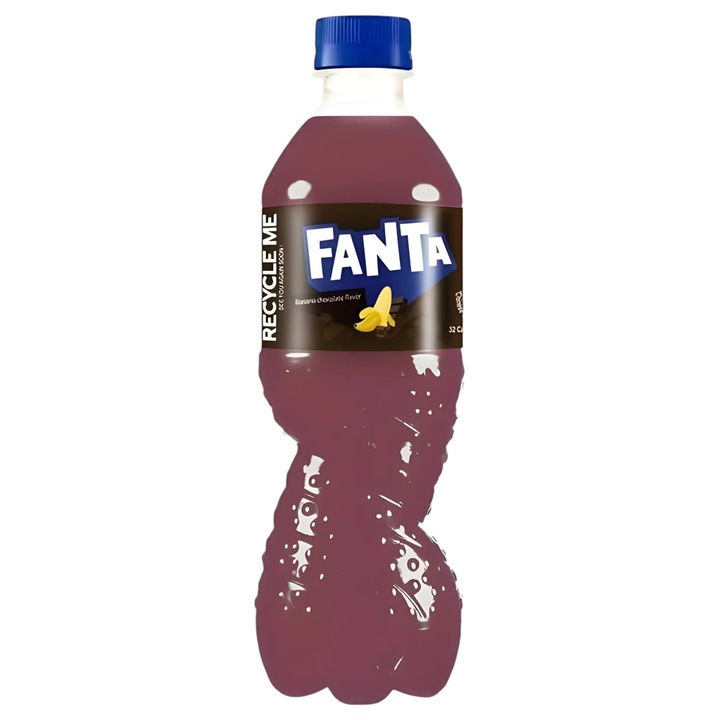 Fanta Banana Chocolate 500ml – Editie Asiatica Exclusiva din China, Suc Carbogazos Exotic cu Aroma de Banana si Ciocolata