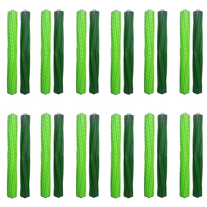 12 darabos görgős kefe készlet, zöld, műanyag, 12x