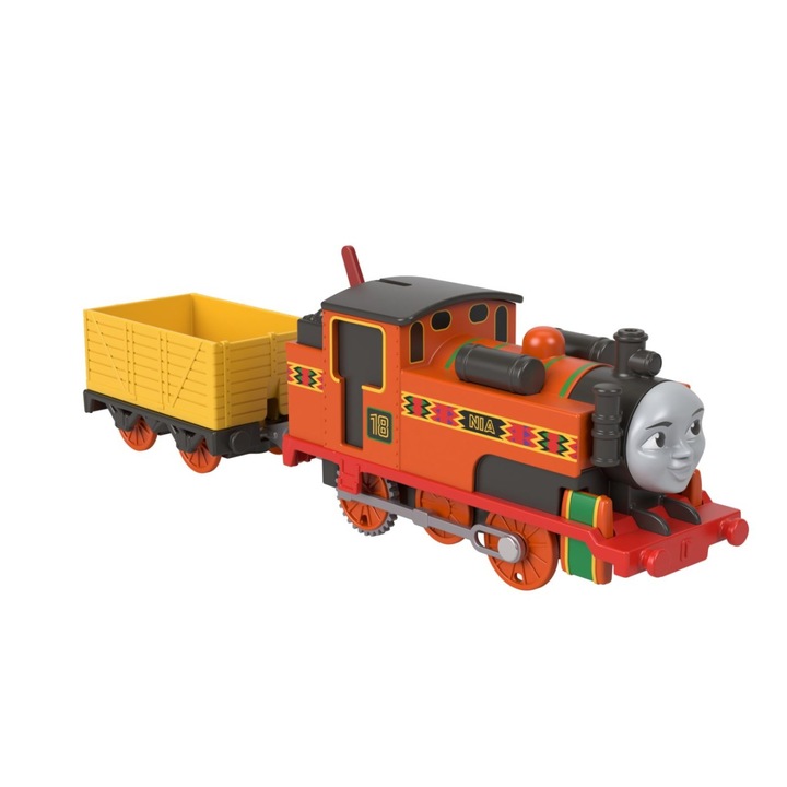 Locomotivă motorizată Thomas Nia cu vagon, set, 14x25.5x5cm, pentru băieți