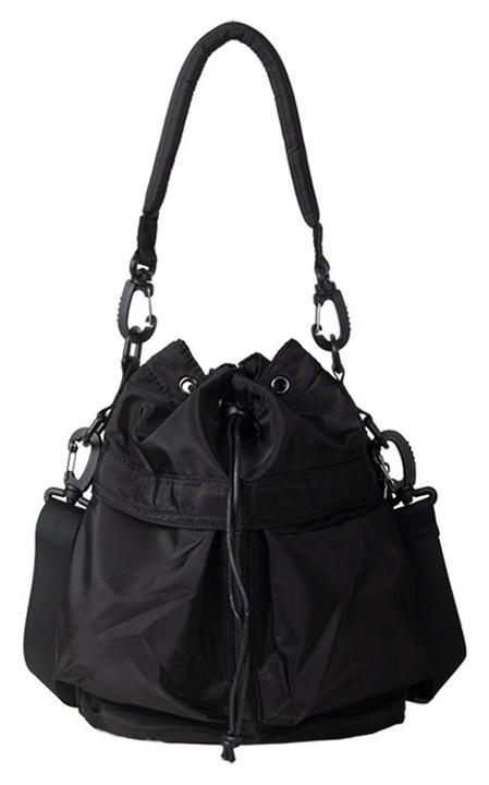 HERUSI női táska nylon 33x14x29cm fekete bézs barack zöld