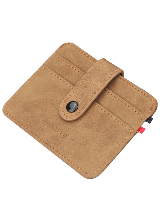 Portofel barbati HERUSI maro 11.8x0.3x8.5cm cu 6 sloturi carduri