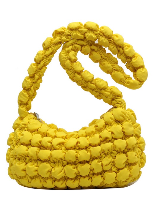 HERUSI Bubble Hobo női táska, steppelt, sárga, nagy kapacitású