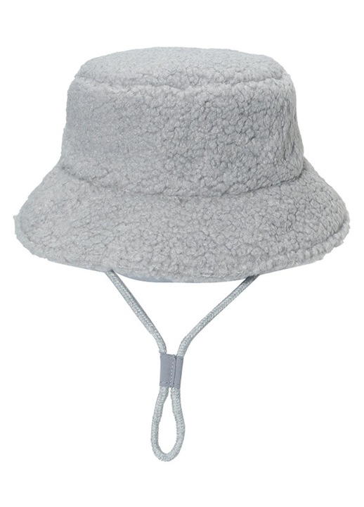 Caciula unisex copii HERUSI lana ecologica gri ajustabila plus 56cm