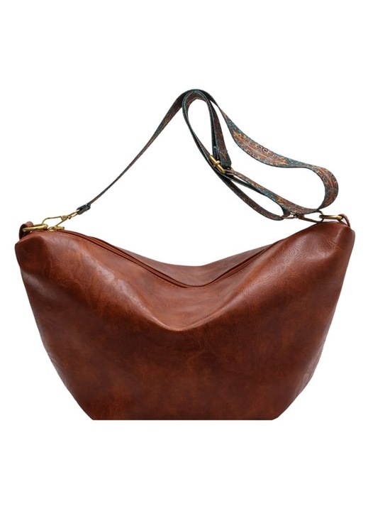 HERUSI nagyméretű fekete PU bőr crossbody női táska 30x25cm