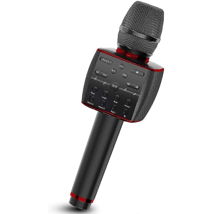 Hordozható Bluetooth Karaoke Mikrofon, 3 mód, Fehér, 20x7x7cm