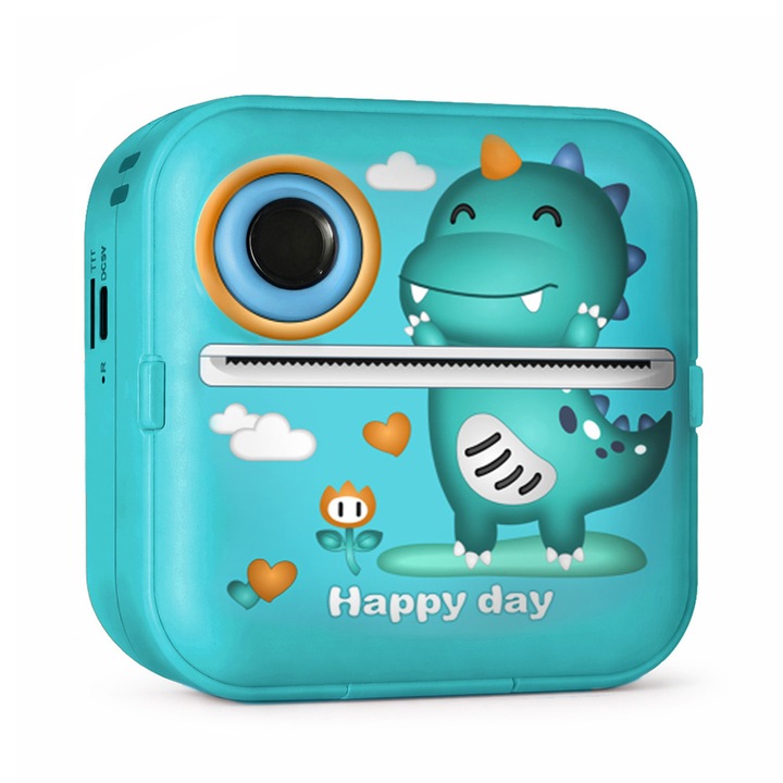 Mini imprimanta termica pentru copii Wozinsky WDT-04, 1200mAh, 200dpi, Bluetooth 5.4, Display 2.4 inch, USB-C, Verde