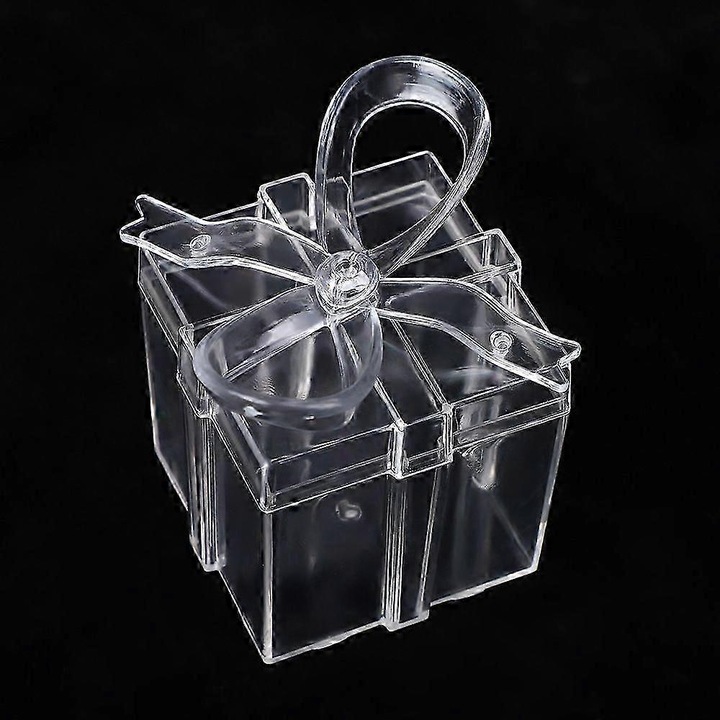 Set 12 cutii transparente patrate cu funda 3D, 7.5x7.3x7 cm