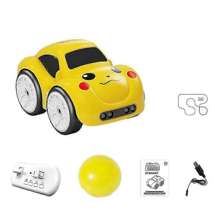 Sárga érzékelős kisautó távirányítóval 2.4G USB 15x10x8cm