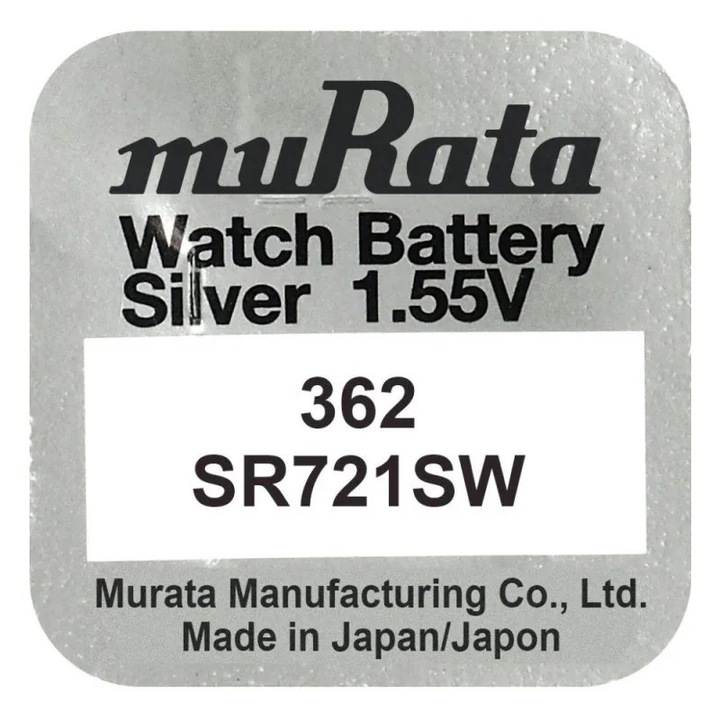 Baterie, Oxid de Argint, muRata SR721SW, 362, 1.55V, 1 buc, SALLMA®