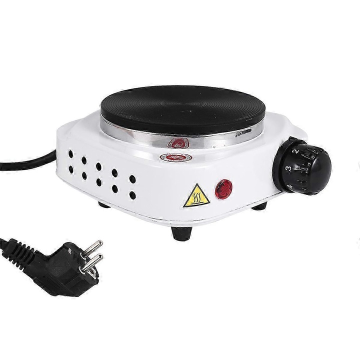 Hordozható elektromos főzőlap 500W, fehér, 14.5x14.5x6.5cm
