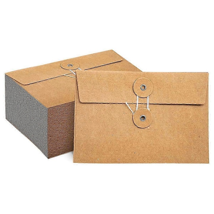 40 db kraft papír boríték szett zsinórral, 17x11.5 cm, barna