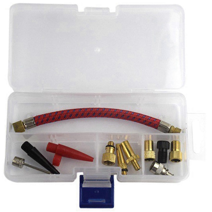 Set 12 darab fém légpumpa adapter, többszínű, 13cm