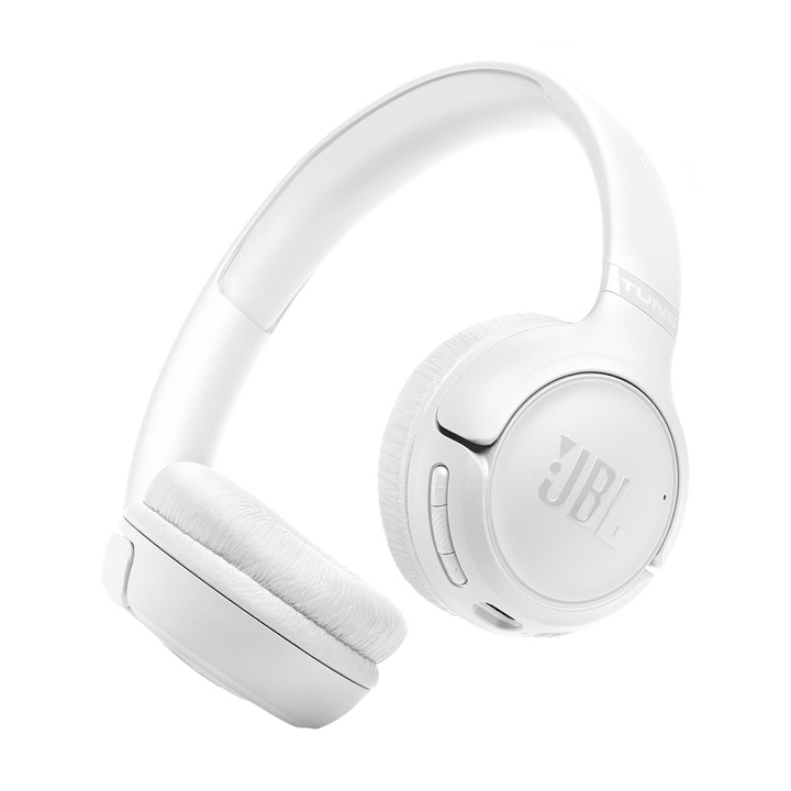 JBL Tune 535BT On-Ear vezeték nélküli fejhallgató, fehér, 76 óra üzemidő, Bluetooth 6.0