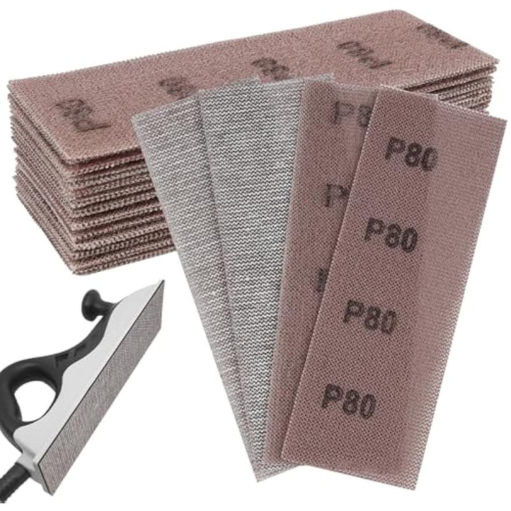 Banda abraziva plasa 70x200mm 50 buc P80 multicolor
