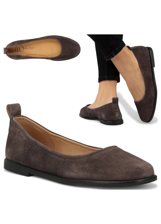 Mocasini dama, Filippo, piele naturala, piele intoarsa, maro, eleganti