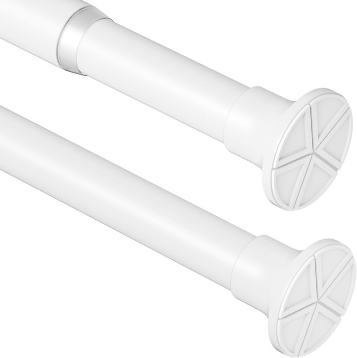 Teleszkópos zuhanyfüggöny rúd, venwemong, 110-165 cm, fehér, fúrás nélküli szerelés, megerősített acél, ellenálló
