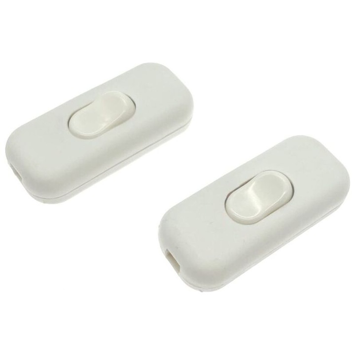 Kettős pólusú kapcsoló, 2 db, fehér, 6A, 1-2 vezeték, 2 pólus, 6x2cm
