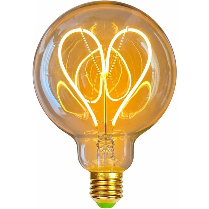 LED vintage izzó 4W, szív, meleg sárga, 2000K, 240lm, 220x240V