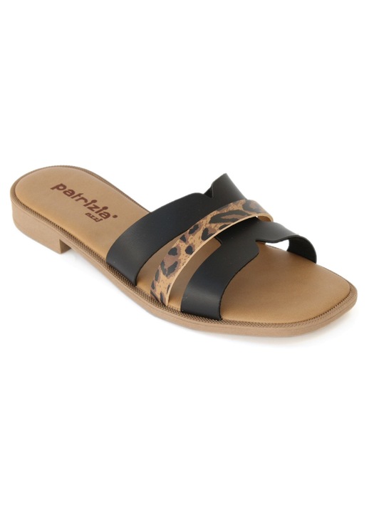 Patrizia női fix pántos papucs L164-NERO-CUOIO 07857 Méret 40