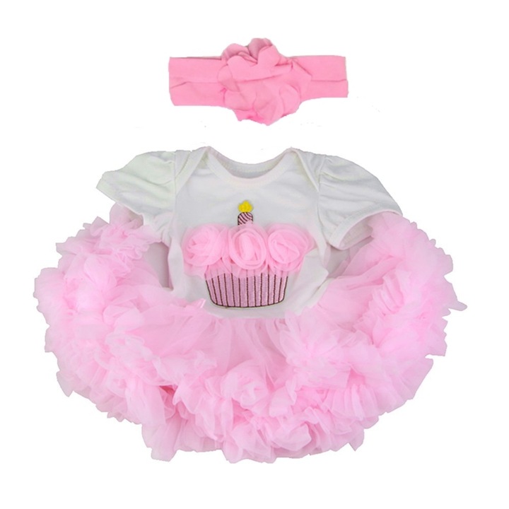 Papusa reborn imbracaminte, KsiTig, Roz, 0, 2kg, pentru 17-24inch, realista silicon bebelusi set cu haine si accesorii, (Pink Cake skirt 2pcs Set)