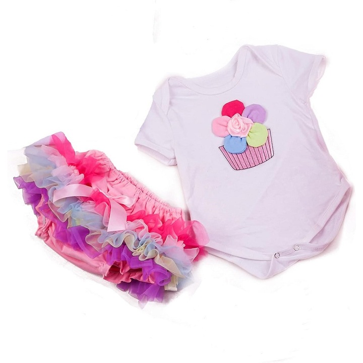 Papusa reborn set cu haine si accesorii, imbracaminte, rochie, Sapte culori, fetita, bebelusi, KsiTig, 0, 2kg, pentru 17-24inch, (Set de 2 bucati)