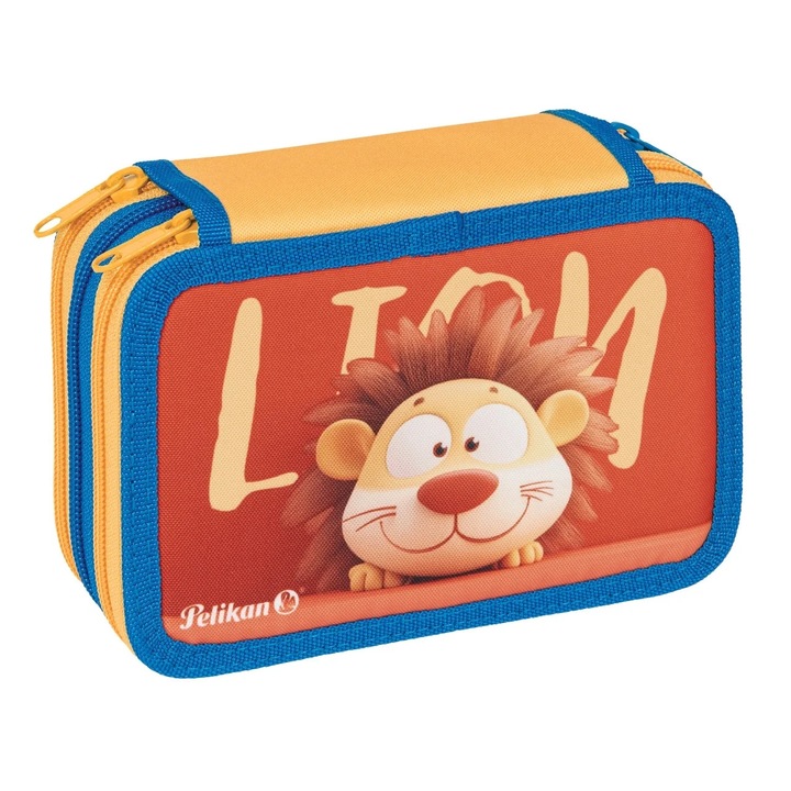 Penar echipat cu 3 fermoare Pelikan, 43 piese, Happy animals, Lion