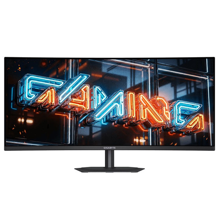 Монитор Gaming Gigabyte MO34WQC36, 34", UWQHD, QD-OLED извит, 360Hz, 0.03ms (GTG), G-Sync Compatible, FreeSync Premium Pro, HDR True Black 500, ClearMR 18000, Flicker-Free, HDMI 2.1, DP 2.1, USB-C (DP Alt Mode / PD 18W), Тонколони, USB хъб, Черен
