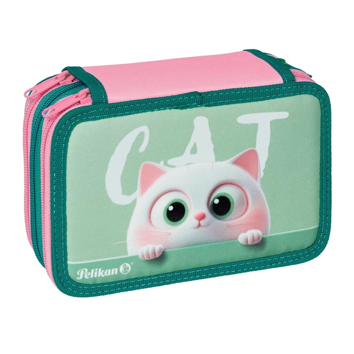 Penar echipat cu 3 fermoare Pelikan, 43 piese, Happy animals, Cat