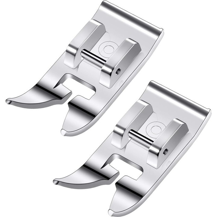2 darabos készlet, univerzális varrógép talp (varrótalp), tartós rozsdamentes acélból, gyors rögzítés kattintós rendszerrel, kompatibilis Singer, Brother, Janome, Babylock, Kenmore márkákkal, ezüst