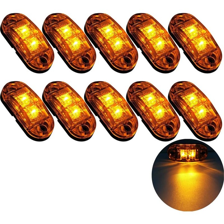LED oldalsó lámpák 20x sárga LED 12x24V vízálló 10x2cm szett