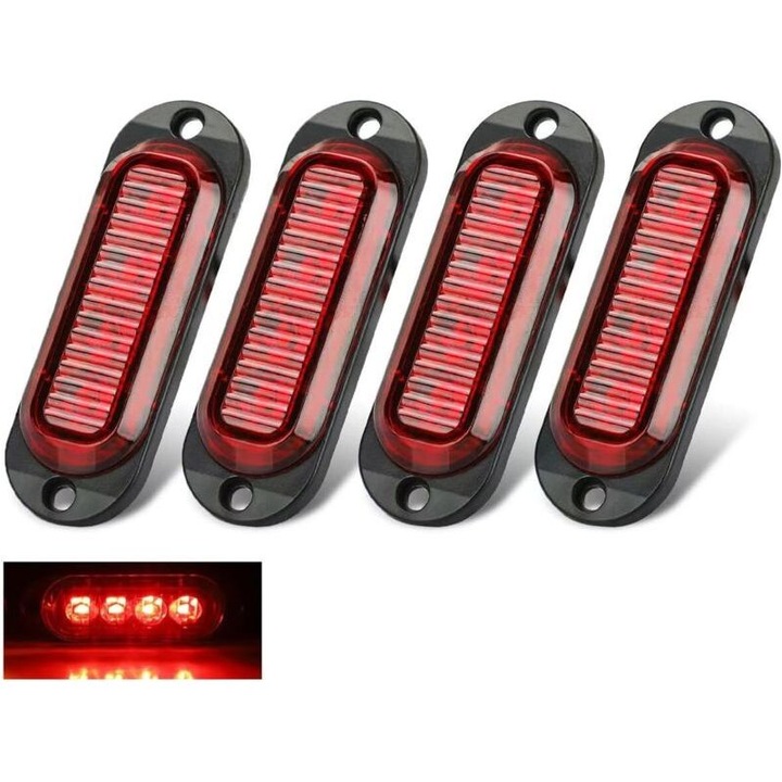 4 db piros LED oldalsó lámpa készlet 12V/24V 4xLED vízálló