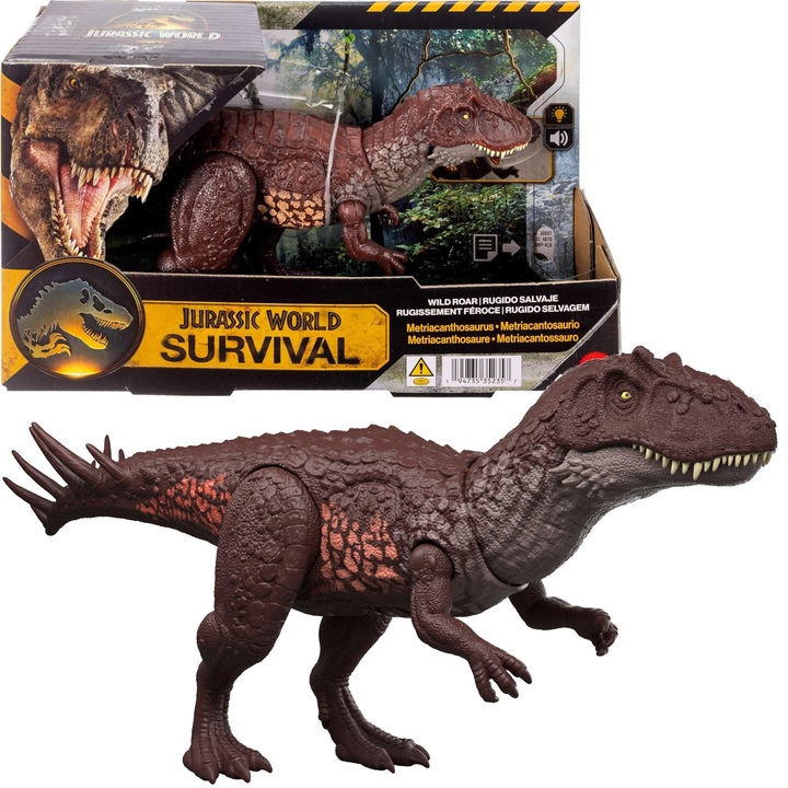 Figurina interactiva de dinozaur din Jurassic World Survival – Metriacanthosaurus, cu sunet si lumina