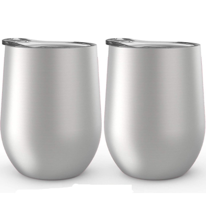 2 db rozsdamentes acél borospohár készlet, 12oz, szigetelt, többszínű