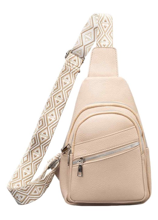 Női crossbody táska, műbőr, állítható pánt, fekete, 25x15x5cm