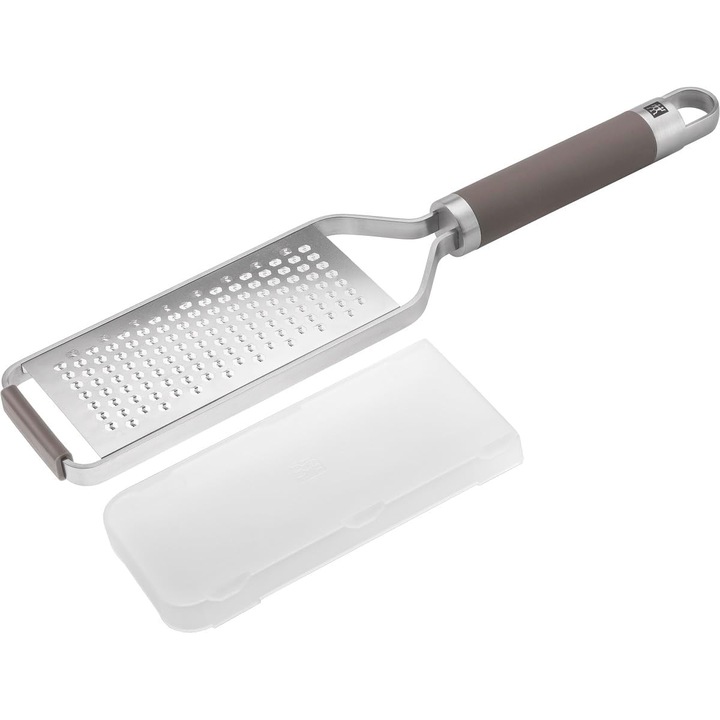 Razatoare ZWILLING Pro cu tehnologie de razuire bidirectionala, otel inoxidabil, capac protector, suprafata de razuire fina pentru parmezan, nucsoara, branza, usturoi, 34 cm
