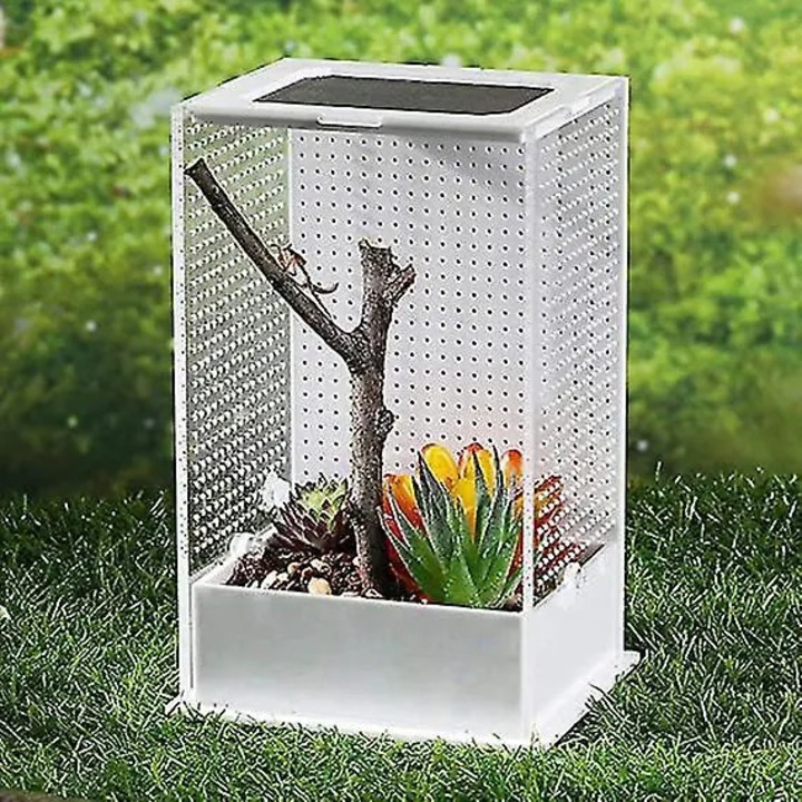 Átlátszó akril hüllő tenyésztő doboz 12x10x20cm szellőzéssel és etetőnyílással