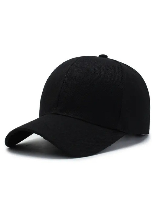 Fekete állítható sportsapka, klasszikus design, légáteresztő, univerzális méret