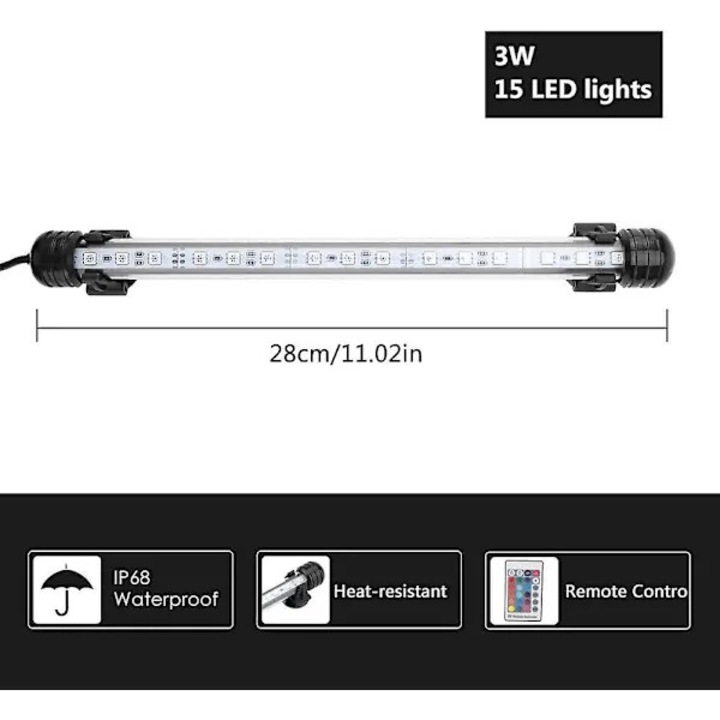 Lumina LED acvariu impermeabila multicolor 28cm