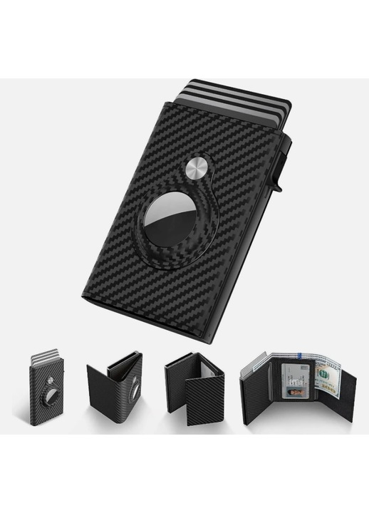 Мъжки минималистичен портфейл от естествена кожа и алуминий с RFID защита 9.8x6.5x2.1cm