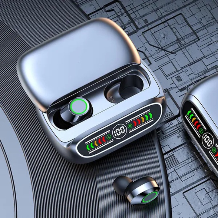 Vezeték nélküli Bluetooth 5.3 fülhallgató, speciális világítás, fekete, 13mm, 45mAh, 1200mAh