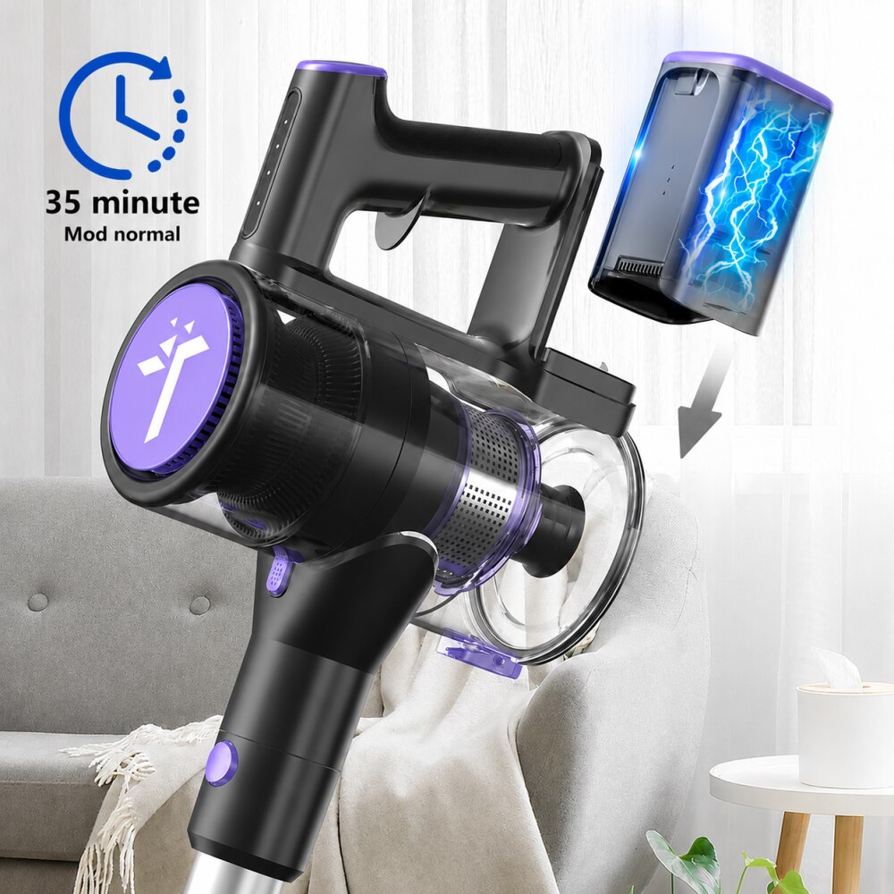 Aspirator vertical fara fir Teendow P11 Pro, cu baterie, sac de praf de 0, 45 L, putere de 250 W, pentru diverse suprafete, filtre HEPA, lumina verde