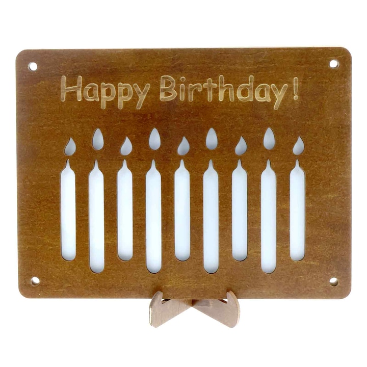 Felicitare lemn cu suport, cadou bani, design decupat, multicolor, 15x20cm