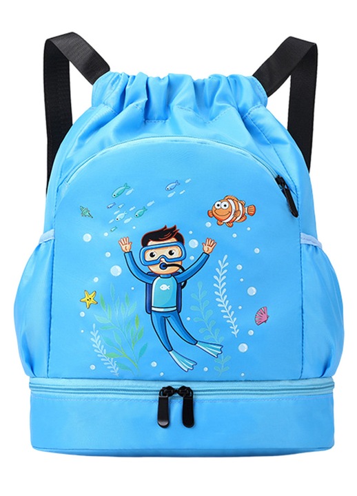 Geanta sport copii, impermeabila, cu snur, multicolor, 40x30cm