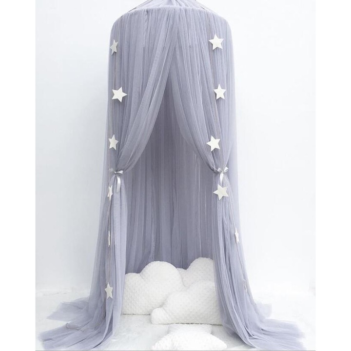 Cort copii, design coroana, plasa 7 straturi, suport fier si lemn, 60x240cm