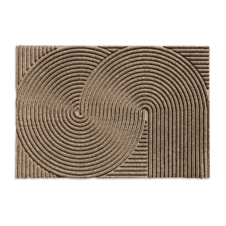 Lábtörlő, téglalap alakú, PVC, khaki, 45x75cm, csúszásgátló