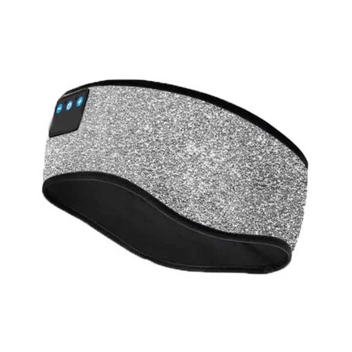 Fényvisszaverő fejpánt vezeték nélküli Bluetooth 5.4 fejhallgatóval, fekete, rugalmas, csúszásmentes
