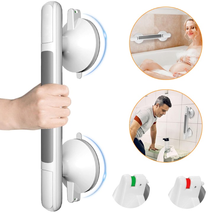 Barevné tácky do koupelny s přísavkou, opěrná tyč s přísavkou do koupelny, 33 cm bezpečnostní zábradlí do koupelny, opěrná tyč do sprchy pro seniory s postižením
